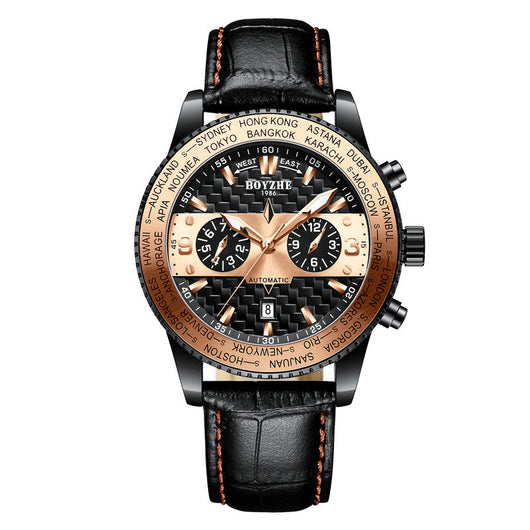 Reloj Mecánico de Cuero Premium Resistente al Agua - Personalizable para Hombre