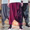 Pantalones Holgados de Algodón y Lino Estilo Chino con Puños Estampados