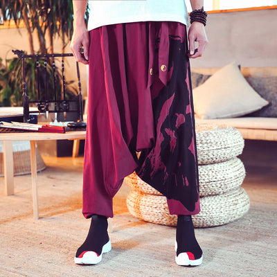 Pantalones Holgados de Algodón y Lino Estilo Chino con Puños Estampados - Image 2