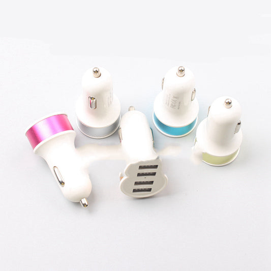 Cargador Dual USB para Auto con Anillo Metálico - Acero 2A Aleación Aluminio