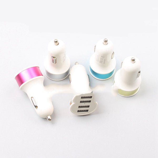 Cargador Dual USB para Auto con Anillo Metálico - Acero 2A Aleación Aluminio
