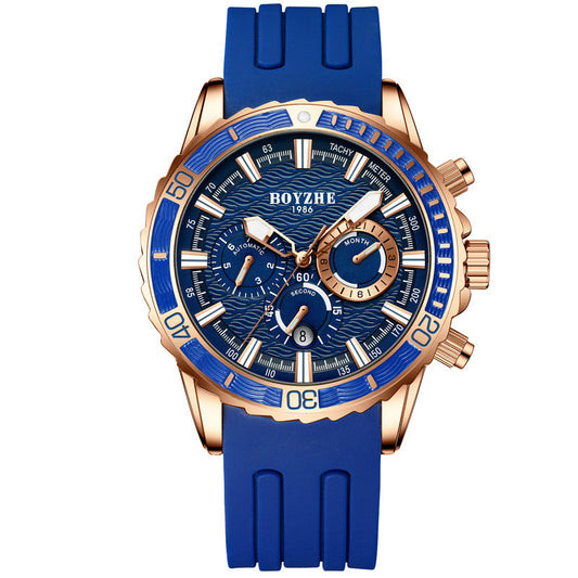 Reloj Mecánico Multifuncional para Hombre con Correa de Silicona
