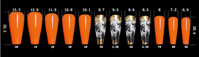 Uñas Postizas Artísticas Patrón Humo Rojo Anaranjado Estilo Ballet - Image 6