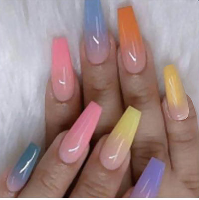 Uñas Largas de Ballet con Diseño de Gota de Agua