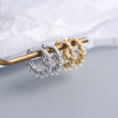Aretes de Diamante Plata 925 Diseño Lujo Francés