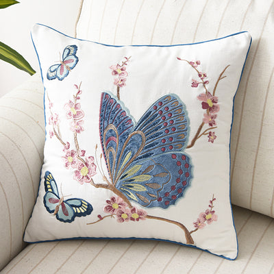 Funda de Cojín con Bordado Tridimensional Flores, Pájaros y Mariposas - Image 13