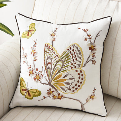Funda de Cojín con Bordado Tridimensional Flores, Pájaros y Mariposas - Image 14