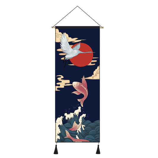 Cuadro Decorativo Ukiyo-E Grúa y Dama Japonesa para Sala y Dormitorio