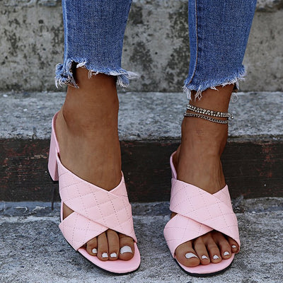 Sandalias y Pantuflas de Tacón Alto para Mujer - Comodidad Casual - Image 10