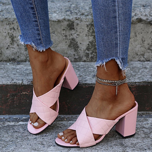 Sandalias y Pantuflas de Tacón Alto para Mujer - Comodidad Casual - Image 11
