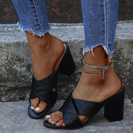 Sandalias y Pantuflas de Tacón Alto para Mujer - Comodidad Casual