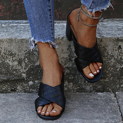 Sandalias y Pantuflas de Tacón Alto para Mujer - Comodidad Casual - Image 3