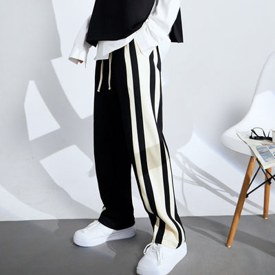 Pantalones Deportivos Hombre Rayas Cintura Elástica Pierna Recta Algodón - Image 7