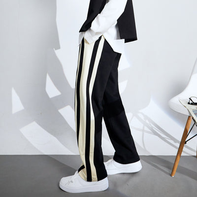 Pantalones Deportivos Hombre Rayas Cintura Elástica Pierna Recta Algodón - Image 11