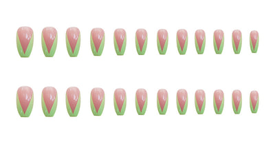 Uñas Postizas Adhesivas Ballet Verde - Diseño Francés Removibles - Image 6