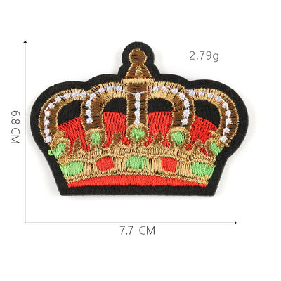 Embroidered gold and red crown patch with blue accents and a cross, measuring 5.1x10.8cm. - Image 16