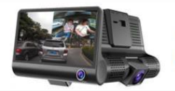 Grabadora Dashcam 360° Panorámica con Tres Cámaras y Pantalla 4 Pulgadas