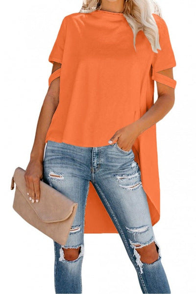 Camiseta Suelta de Cuello Redondo con Diseño Irregular para Mujer - Image 7