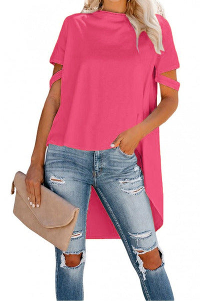 Camiseta Suelta de Cuello Redondo con Diseño Irregular para Mujer - Image 6