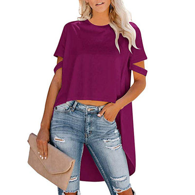 Camiseta Suelta de Cuello Redondo con Diseño Irregular para Mujer - Image 8