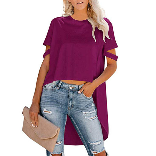 Camiseta Suelta de Cuello Redondo con Diseño Irregular para Mujer - Image 8