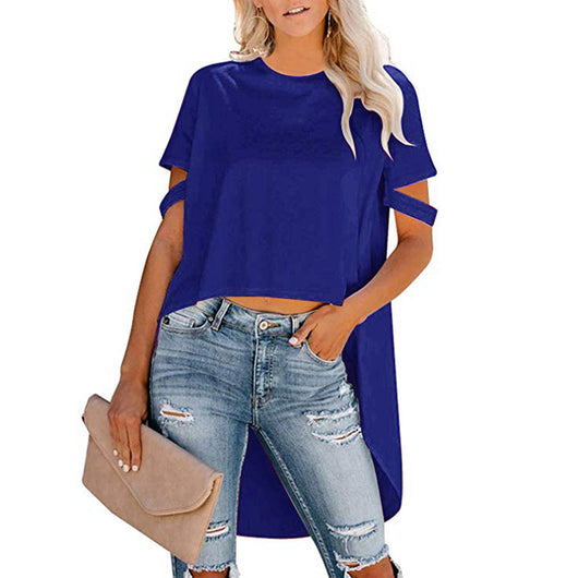 Camiseta Suelta de Cuello Redondo con Diseño Irregular para Mujer - Image 9