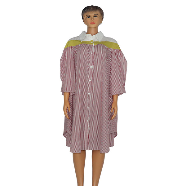 Vestido Camisero Suelto a Rayas para Mujer - Image 4