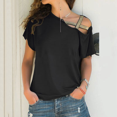 Blusa Asimétrica Cruzada para Mujer - Cuello Sesgado Sexy de Verano - Image 12