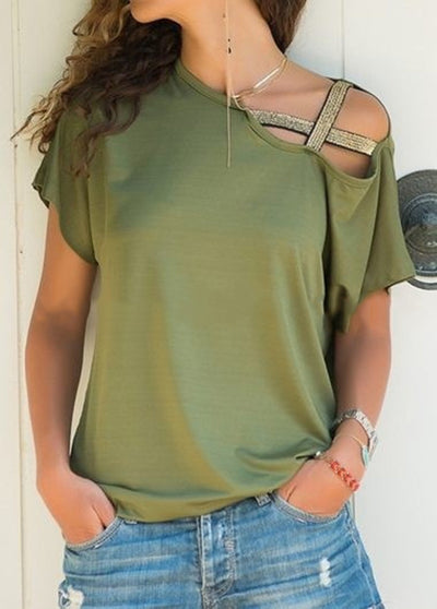 Blusa Asimétrica Cruzada para Mujer - Cuello Sesgado Sexy de Verano - Image 9