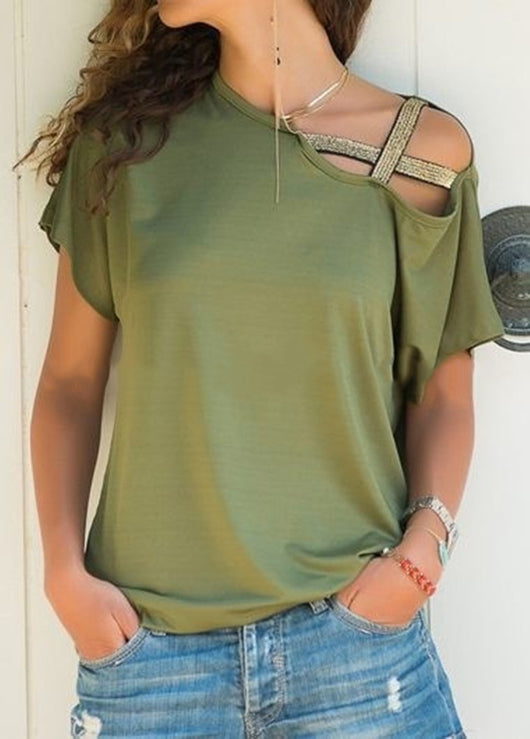 Blusa Asimétrica Cruzada para Mujer - Cuello Sesgado Sexy de Verano - Image 9