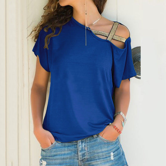 Blusa Asimétrica Cruzada para Mujer - Cuello Sesgado Sexy de Verano - Image 6
