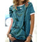 Camiseta Estampado Líneas Cuello Redondo Manga Corta