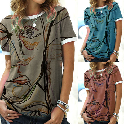 Camiseta Estampado Líneas Cuello Redondo Manga Corta - Image 4