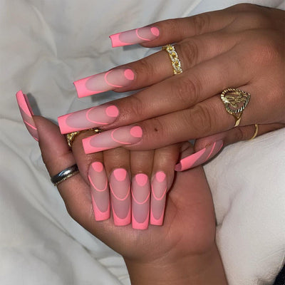 Uñas Largas Ballet Rosa Helado Estilo Francés - Image 9