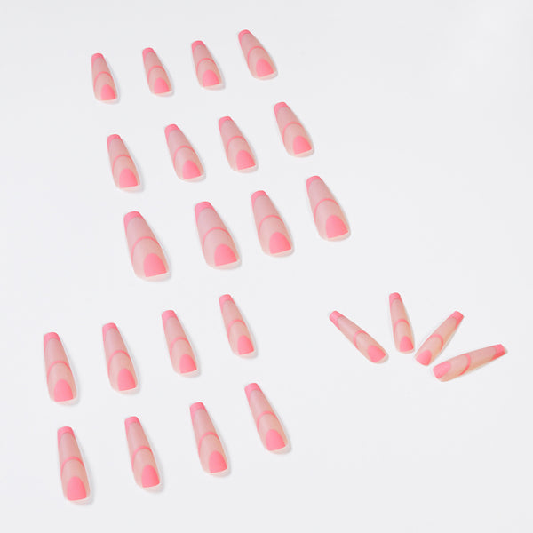 Uñas Largas Ballet Rosa Helado Estilo Francés
