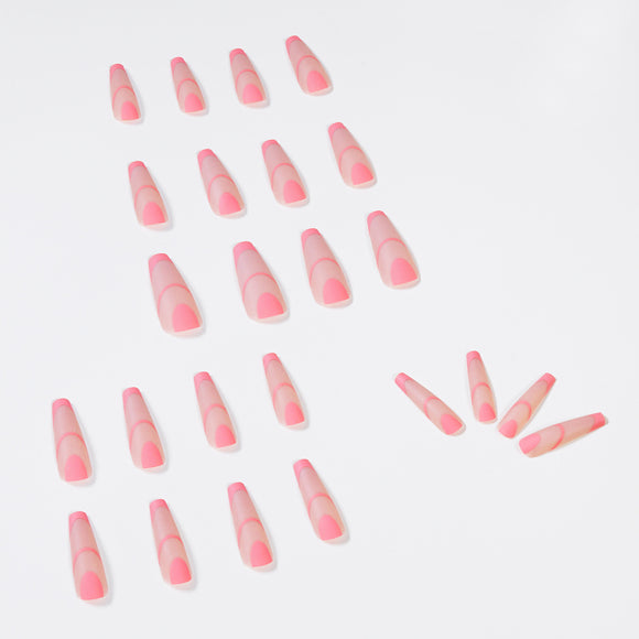 Uñas Largas Ballet Rosa Helado Estilo Francés