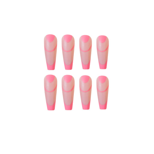 Uñas Largas Ballet Rosa Helado Estilo Francés