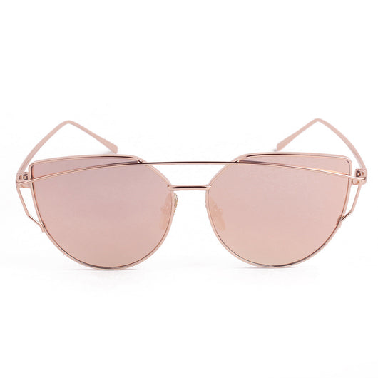 Ultralight women's cat-eye sunglasses with a gold metal frame, dark gray lenses, and a distinctive double bridge. - Image 12