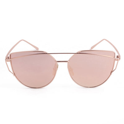 Ultralight women's cat-eye sunglasses with a gold metal frame, dark gray lenses, and a distinctive double bridge. - Image 6