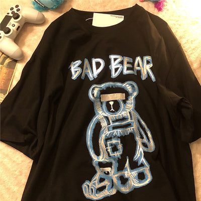 Camiseta Oversized con Estampado Graffiti Oso - Manga Corta Unisex Tendencia Urbana - Image 9