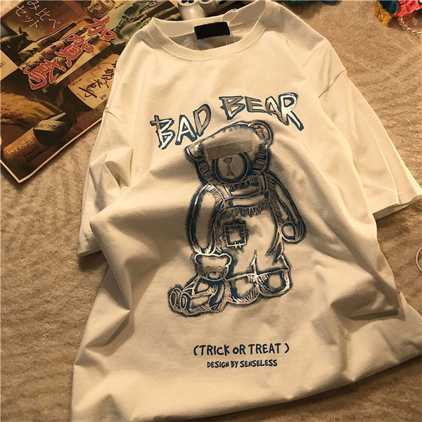 Camiseta Oversized con Estampado Graffiti Oso - Manga Corta Unisex Tendencia Urbana - Image 5