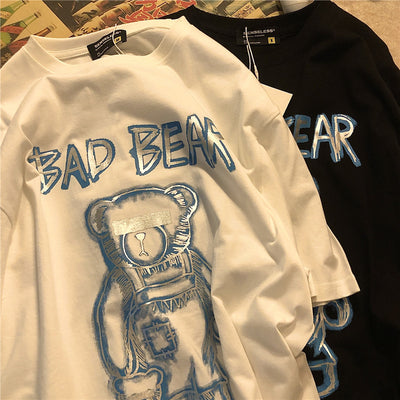 Camiseta Oversized con Estampado Graffiti Oso - Manga Corta Unisex Tendencia Urbana - Image 4