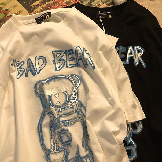 Camiseta Oversized con Estampado Graffiti Oso - Manga Corta Unisex Tendencia Urbana - Image 4