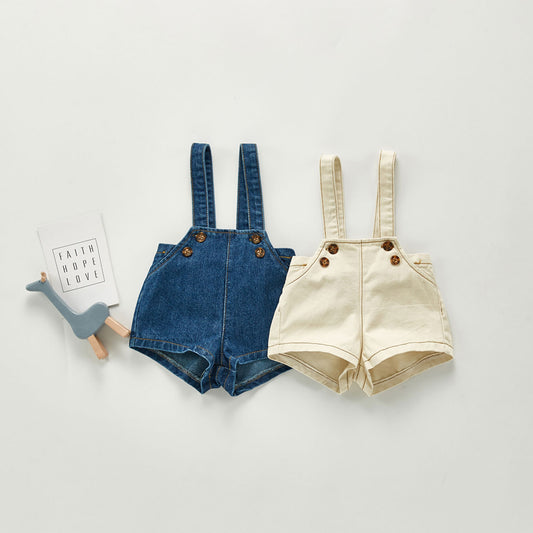 Pantalón Denim con Tirantes Ajustables para Bebés Niños y Niñas