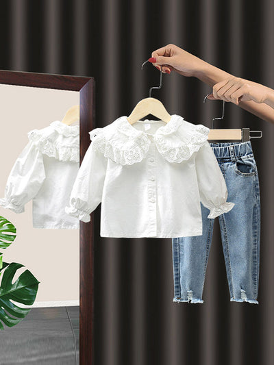 Conjunto Infantil Estilo Western: Camisa y Jeans para Niñas - Image 7