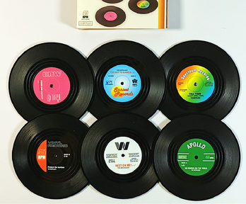 Posavasos Retro de Vinilo Estilo Rockabilly con Soporte Organizador - Image 5