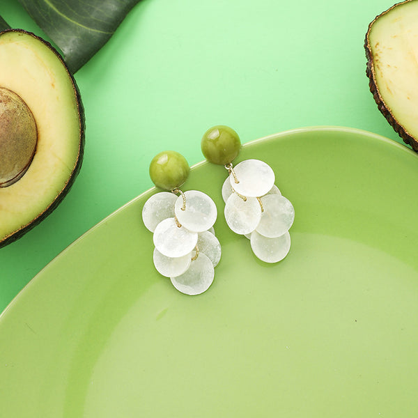 Aretes de Aguacate Floral Retro Verde Fresco