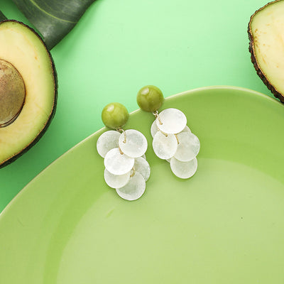 Aretes de Aguacate Floral Retro Verde Fresco