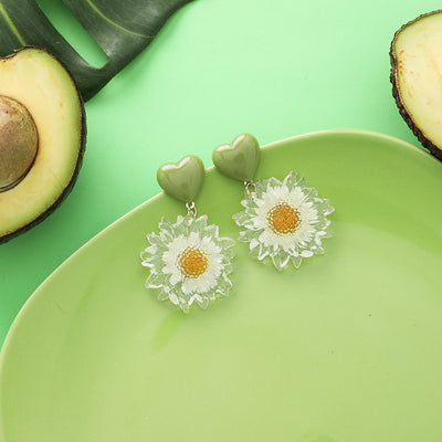 Aretes de Aguacate Floral Retro Verde Fresco - Image 7