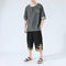 Camiseta Yukata Japonesa de Verano - 6 Colores, Lino Bordado, Estilo Harajuku Unisex
